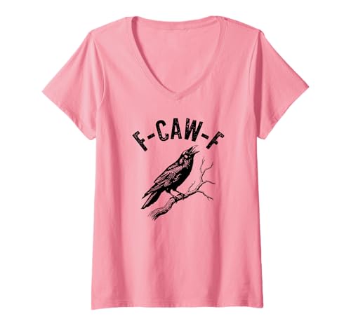 Damen F-Caw-F Lustiges Crow-Gothic-Alternativdesign T-Shirt mit V-Ausschnitt Damen F-Caw-F Lustiges Crow-Gothic-Alternativdesign T-Shirt mit V-Ausschnitt von F Caw F Funny Design Studio