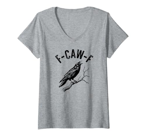 Damen F-Caw-F Lustiges Crow-Gothic-Alternativdesign T-Shirt mit V-Ausschnitt Damen F-Caw-F Lustiges Crow-Gothic-Alternativdesign T-Shirt mit V-Ausschnitt von F Caw F Funny Design Studio