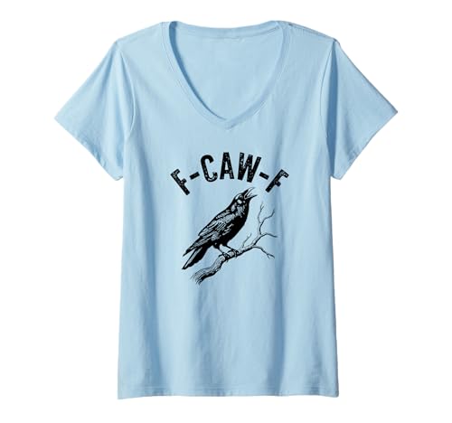 Damen F-Caw-F Lustiges Crow-Gothic-Alternativdesign T-Shirt mit V-Ausschnitt Damen F-Caw-F Lustiges Crow-Gothic-Alternativdesign T-Shirt mit V-Ausschnitt von F Caw F Funny Design Studio