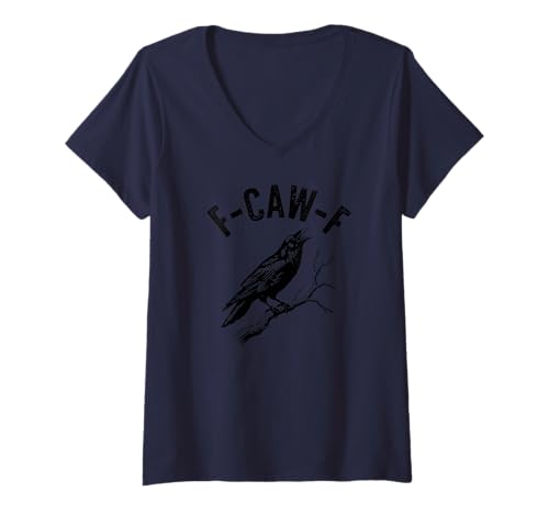 Damen F-Caw-F Lustiges Crow-Gothic-Alternativdesign T-Shirt mit V-Ausschnitt Damen F-Caw-F Lustiges Crow-Gothic-Alternativdesign T-Shirt mit V-Ausschnitt von F Caw F Funny Design Studio