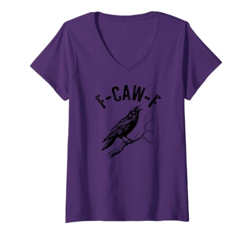 Damen F-Caw-F Lustiges Crow-Gothic-Alternativdesign T-Shirt mit V-Ausschnitt Damen F-Caw-F Lustiges Crow-Gothic-Alternativdesign T-Shirt mit V-Ausschnitt von F Caw F Funny Design Studio