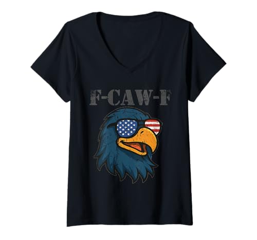 Damen F-Caw-F Lustiger Adler Patriotischer Erwachsenen-Humor Merica USA Amerika T-Shirt mit V-Ausschnitt Damen F-Caw-F Lustiger Adler Patriotischer Erwachsenen-Humor Merica USA Amerika T-Shirt mit V-Ausschnitt von F-Caw-F Funny Eagle Patriotic Adult Humor America