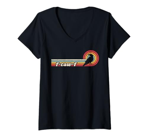 Damen F-Caw-F 1970er horizontal T-Shirt mit V-Ausschnitt Damen F-Caw-F 1970er horizontal T-Shirt mit V-Ausschnitt von F Caw F Funny Meme VIntage 1970s Stripes T-shrits