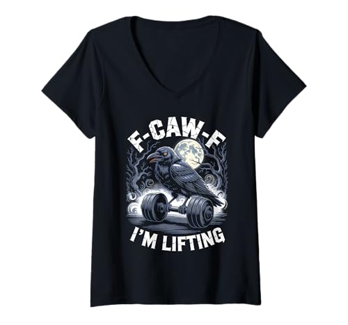 Damen Black Crow F-CAW-F I'm Lifting Lustiges Gymnastiktraining für Erwachsene T-Shirt mit V-Ausschnitt Damen Black Crow F-CAW-F I'm Lifting Lustiges Gymnastiktraining für Erwachsene T-Shirt mit V-Ausschnitt von F-Caw-F Graphic For Gym Workout Crow Lover