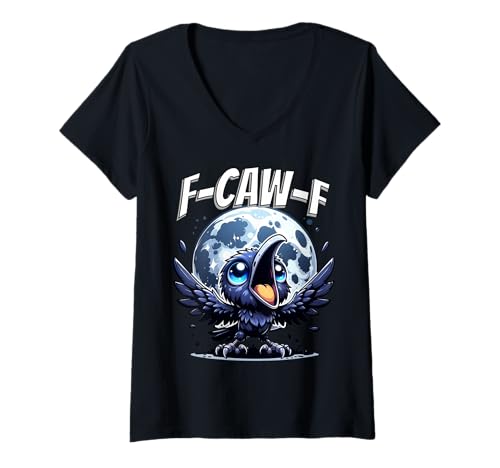 Damen F-Caw-F Lustige Krähe T-Shirt mit V-Ausschnitt Damen F-Caw-F Lustige Krähe T-Shirt mit V-Ausschnitt von F - Caw - F Halloween Funny Sarcastic Crow Design