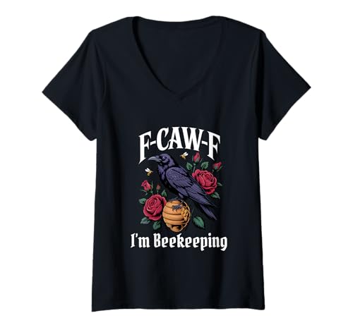Damen Funny F-Caw-F Imkerei Gothic T-Shirt mit V-Ausschnitt Damen Funny F-Caw-F Imkerei Gothic T-Shirt mit V-Ausschnitt von F Caw F Meme Beekeeping Goth Emo Tshirt