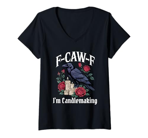 Damen Lustige F-Caw-F Kerzenherstellung Gothic T-Shirt mit V-Ausschnitt von F Caw F Meme Candlemaking Goth Emo Tshirt