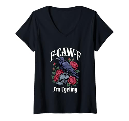 Damen Lustiger F-Caw-F Cycling Gothic T-Shirt mit V-Ausschnitt Damen Lustiger F-Caw-F Cycling Gothic T-Shirt mit V-Ausschnitt von F Caw F Meme Cycling Goth Emo Tshirt