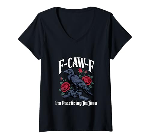 Damen Lustiges F-Caw-F Jiu Jitsu Gothic T-Shirt mit V-Ausschnitt Damen Lustiges F-Caw-F Jiu Jitsu Gothic T-Shirt mit V-Ausschnitt von F Caw F Meme Goth Emo Tshirt