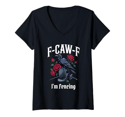 Damen Funny F-Caw-F Fechten Gothic T-Shirt mit V-Ausschnitt Damen Funny F-Caw-F Fechten Gothic T-Shirt mit V-Ausschnitt von F Caw F Meme Goth Fencing Emo Tshirt