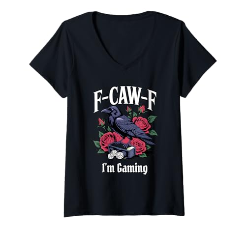 Damen Lustiges F-Caw-F Gaming Gothic T-Shirt mit V-Ausschnitt Damen Lustiges F-Caw-F Gaming Gothic T-Shirt mit V-Ausschnitt von F Caw F Meme Goth Gaming Emo Tshirt