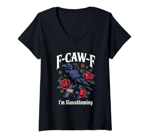 Damen Lustiger F-Caw-F Glasbläsergotik T-Shirt mit V-Ausschnitt Damen Lustiger F-Caw-F Glasbläsergotik T-Shirt mit V-Ausschnitt von F Caw F Meme Goth Glassblower Emo Tshirt