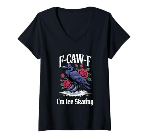 Damen Funny F-Caw-F Eislaufen Gothic T-Shirt mit V-Ausschnitt Damen Funny F-Caw-F Eislaufen Gothic T-Shirt mit V-Ausschnitt von F Caw F Meme Goth Ice Skating Emo Tshirt
