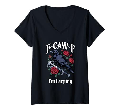 Damen Lustiges F-Caw-F Larping Gothic T-Shirt mit V-Ausschnitt Damen Lustiges F-Caw-F Larping Gothic T-Shirt mit V-Ausschnitt von F Caw F Meme Goth Larping Emo Tshirt