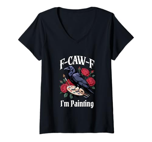 Damen Lustiges F-Caw-F Gemälde Gothic T-Shirt mit V-Ausschnitt Damen Lustiges F-Caw-F Gemälde Gothic T-Shirt mit V-Ausschnitt von F Caw F Meme Goth Painting Emo Tshirt