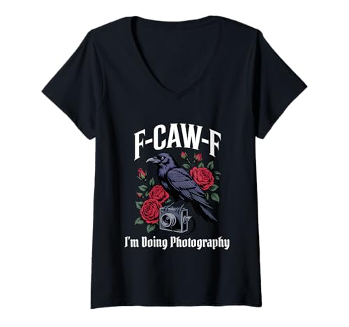 Damen Lustige F-Caw-F Fotografie Gothic T-Shirt mit V-Ausschnitt Damen Lustige F-Caw-F Fotografie Gothic T-Shirt mit V-Ausschnitt von F Caw F Meme Goth Photographer Emo Tshirt
