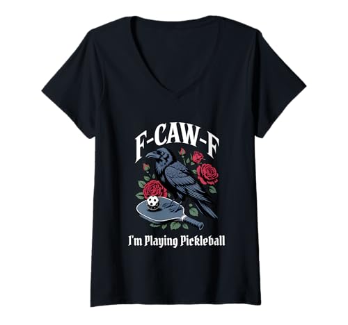 Damen Pickleball Lustiger F-Caw-F Gothic T-Shirt mit V-Ausschnitt Damen Pickleball Lustiger F-Caw-F Gothic T-Shirt mit V-Ausschnitt von F Caw F Meme Goth Pickleball Emo Tshirt