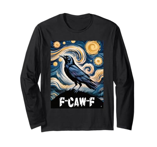 F-Caw-F Schwarze Krähe Sternennacht Männer Frauen Teens Lustig Langarmshirt von F Caw F Streetwear
