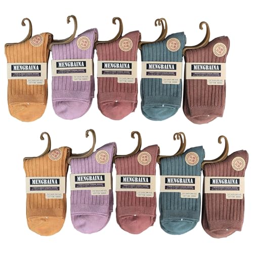 F Fityle 10 Paar Damen-Socken mit mittlerer Wade, Thermosocken, weiche, bequeme Baumwollsocken, Crew-Socken für Erwachsene bei kaltem Wetter, tägliches Tragen, ROSA, 18 cm x 10 cm von F Fityle