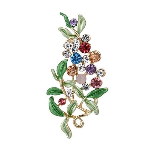 F Fityle 2 XElegant Frauen Strass Kristall Grün Emaille Blätter Blatt Brosche Pin Schmuck, 3 Stk. von F Fityle