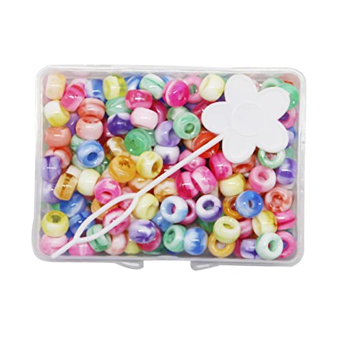 210Pcs 5mm Candy Farbe Perlen Manschetten Haar Ringe Clips Haar Flechten Werkzeug Haarschmuck für Teen Kinder - 7 Farben gemischt von F Fityle