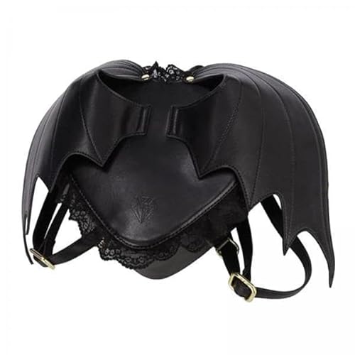 F Fityle 2X Frauen Mädchen Rucksack Neuheit Fledermausflügel Tagesrucksack Geldbörse Gothic Spitze Schulter Herz Lolita Tasche Schwarz von F Fityle