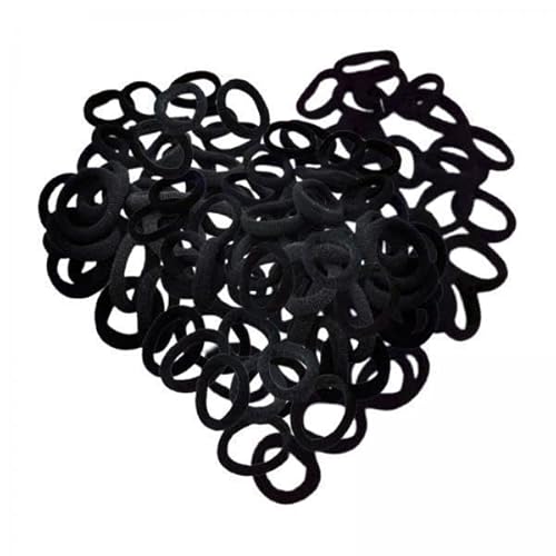 F Fityle 3x 100 Stück Schwarze Haargummis, Haarbänder, Weiche Haargummis, Keine Schäden, für Frauen Und Mädchen, Haar Accessoires, Dicke Pferdeschwanzhalter, von F Fityle