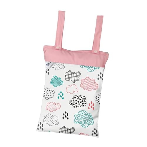 F Fityle Baby Wickeltasche, Tragbare Aufbewahrungstasche für Feuchttücher mit Doppelgriff 9,84 X 13,78 Zoll für Kindergarten, Outdoor Aktivitäten, Rosa Weiß von F Fityle