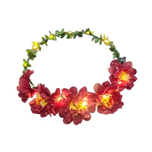 F Fityle Blume Kranz Stirnband Mädchen Chrysantheme 18cm Floral Crown Kopfstück für Party, Dunkelviolett von F Fityle