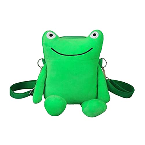 F Fityle Damen-Umhängetasche, Frosch-Umhängetasche, Einkaufstasche, Reißverschluss, Cartoon-Umhängetasche, Handtasche, stilvolle Plüschtasche für, Hellgrün von F Fityle