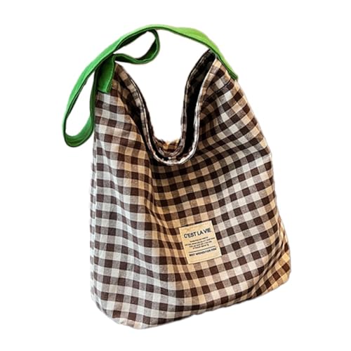 F Fityle Damen Umhängetasche aus Segeltuch, Handtasche, einfache Reisetasche für die Arbeit, Straßenparty, Kaffeefarbe von F Fityle