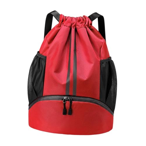 F Fityle Drawess Rucksack Schwimmbeutel mit Schuhfach -Abtrennung tragbarer Fitnessbeutel Fitnessbeutel für Campingpool Strand Wandern, Rot von F Fityle