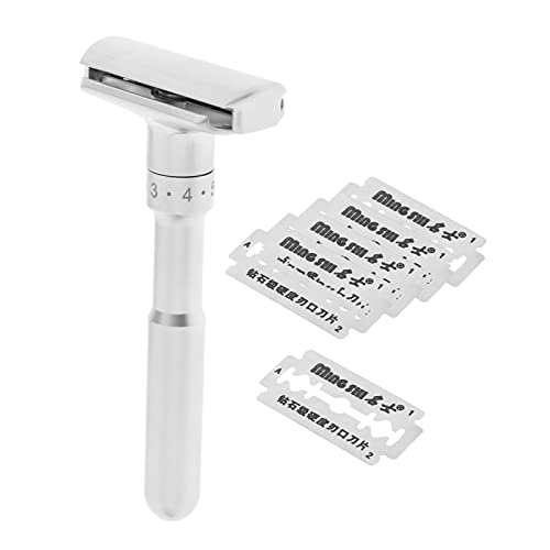 F Fityle Einstellbarer Rasierhobel Classic Mild bis Aggressiv 1-6 Double Edge mit 5 für die Herrenrasur von F Fityle