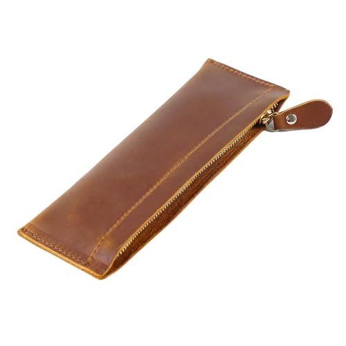 F Fityle Füllfederhalter-Etui, Stiftetui, PU-, Tasche, Make-up-Pinsel-Tasche, Stiftbeutel-Halter, Geldbörse, Tasche für Künstler, Haushalt, Büro, braun von F Fityle