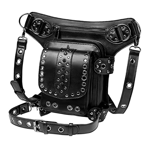 F Fityle Gothic Steampunk Gürteltasche Hüfttasche mit abnehmbarem verstellbarem Riemen PU- Taille Gürteltasche Geldbörse für Radreisen von F Fityle