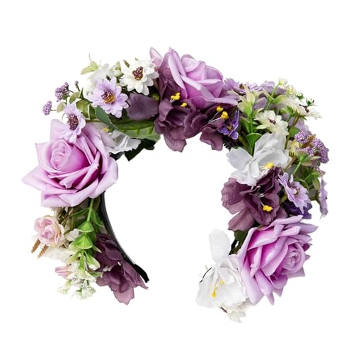 F Fityle Haarnadel-Kopfbedeckung für Damen, ethnisch, elegant, Reise-Foto-Haar-Accessoire, simuliertes Blumen-Haarband für den täglichen Gebrauch, violett von F Fityle