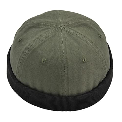 F Fityle Herren Bikermütze Dockercap Baumwolle Seemannsmütze Wintermütze Beanie Sommermütze Hafenmütze Fischermütze Umschlagmütze, Grün, 54-58cm von F Fityle