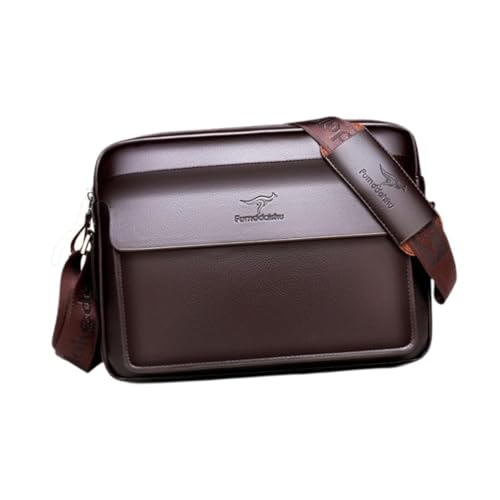 F Fityle Herren Umhängetasche PU Verstellbarer Riemen Crossbody Tasche für Party Business, Braun 24x33x7cm von F Fityle