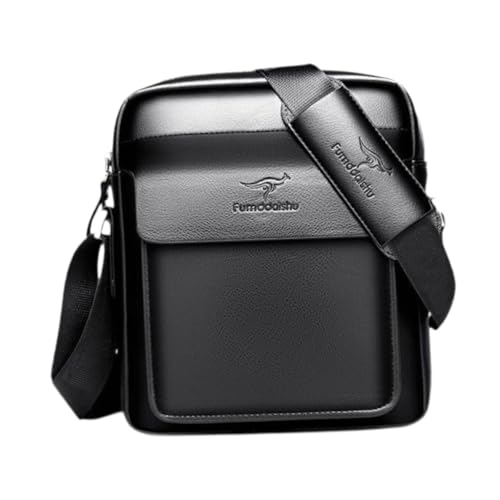 F Fityle Herren Umhängetasche PU Verstellbarer Riemen Crossbody Tasche für Party Business, Schwarz 19.5x15x5.5cm von F Fityle