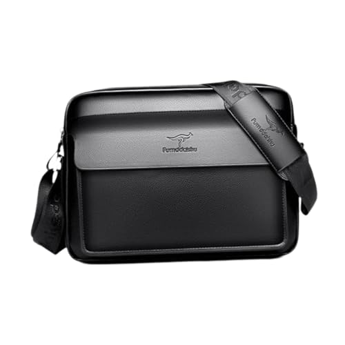 F Fityle Herren Umhängetasche PU Verstellbarer Riemen Crossbody Tasche für Party Business, Schwarz 20.5x27x7cm von F Fityle