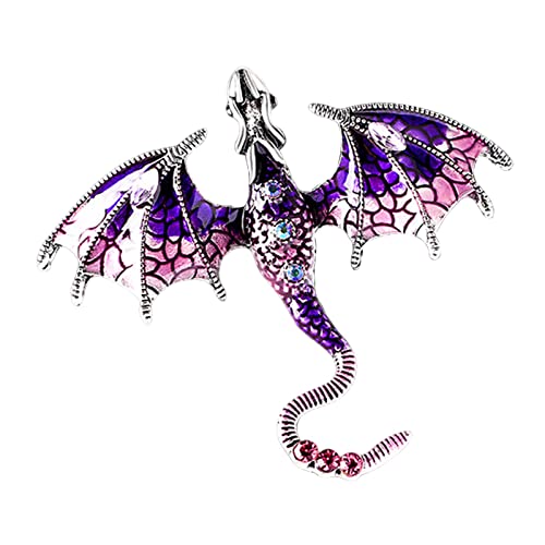 F Fityle Männer Brosche Emaille Drache Brosche Tier Legierung Strass Geburtstagsgeschenk Abzeichen Pin Anhänger Charms für Anzüge Kleidung Jacken Rucksack, Violett von F Fityle
