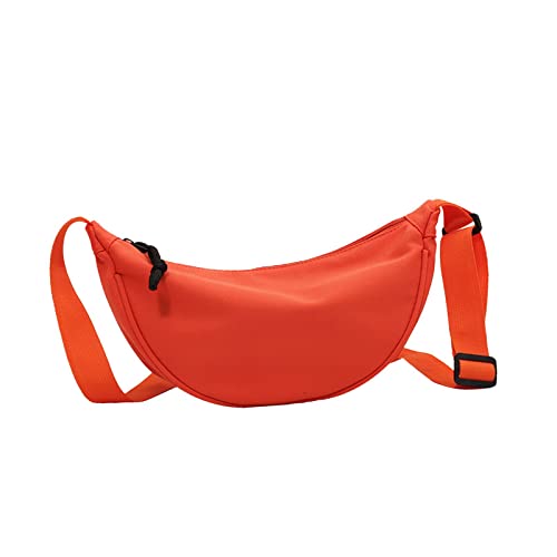 F Fityle Modische Leinwand Umhängetasche Brusttasche für Freizeitveranstaltungen, Orange-Weiß von F Fityle