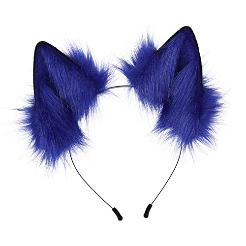 F Fityle Plüsch Kunstpelz Stirnband Kostüm Kostüm Geschenk Haarschmuck Haarschleife Kopfschmuck für Maskerade Verkleidung Karneval Bühnenshows, Blau Schwarz von F Fityle
