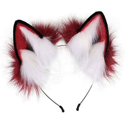 F Fityle Plüsch Kunstpelz Stirnband Kostüm Kostüm Geschenk Haarschmuck Haarschleife Kopfschmuck für Maskerade Verkleidung Karneval Bühnenshows, Rot-Weiß-Orange von F Fityle