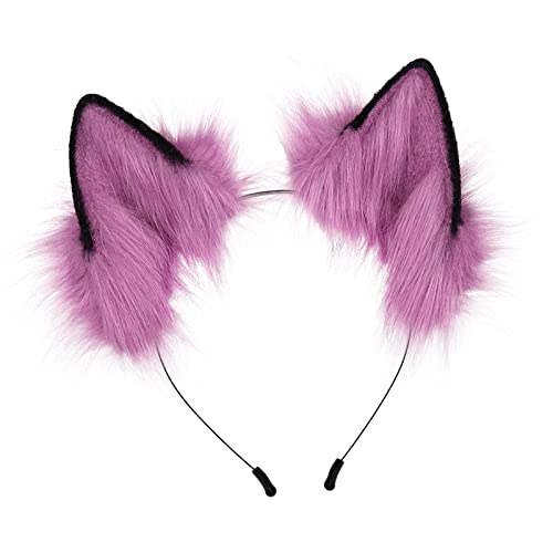 F Fityle Plüsch Kunstpelz Stirnband Kostüm Kostüm Geschenk Haarschmuck Haarschleife Kopfschmuck für Maskerade Verkleidung Karneval Bühnenshows, Violett von F Fityle
