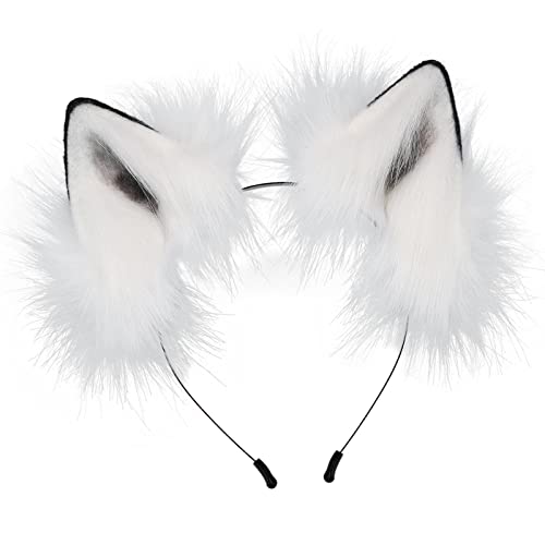 F Fityle Plüsch Kunstpelz Stirnband Kostüm Kostüm Geschenk Haarschmuck Haarschleife Kopfschmuck für Maskerade Verkleidung Karneval Bühnenshows, Weiß von F Fityle