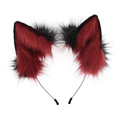 F Fityle Plüsch Kunstpelz Stirnband Kostüm Kostüm Geschenk Haarschmuck Haarschleife Kopfschmuck für Maskerade Verkleidung Karneval Bühnenshows, rot schwarz von F Fityle