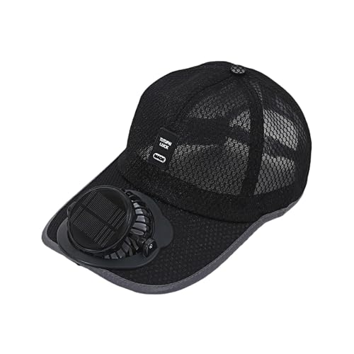 F Fityle Solar-Baseballkappe mit Ventilator, Ventilator Kühler Kappe, Cap mit Lüfter, Solar-Fan-Hut, Baseballmütze Fanmütze, UV-Schutz-Strandhut mit Kühlventilator für Camping Radfahren, Schwarz von F Fityle