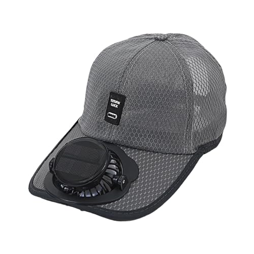F Fityle Solar-Baseballkappe mit Ventilator, Ventilator Kühler Kappe, Cap mit Lüfter, Solar-Fan-Hut, Baseballmütze Fanmütze, UV-Schutz-Strandhut mit Kühlventilator für Camping Radfahren, Dunkelgrau von F Fityle