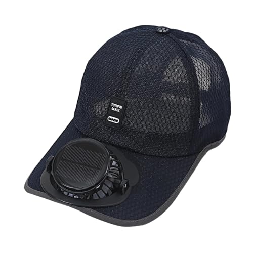 F Fityle Solar-Baseballkappe mit Ventilator, Ventilator Kühler Kappe, Cap mit Lüfter, Solar-Fan-Hut, Baseballmütze Fanmütze, UV-Schutz-Strandhut mit Kühlventilator für Camping Radfahren, Marine von F Fityle